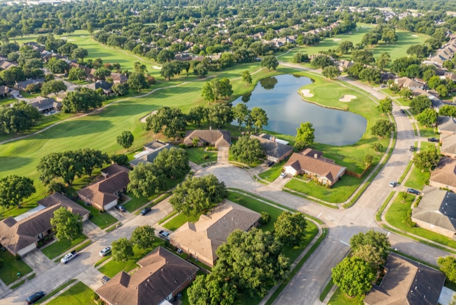 Aerial view of a Jersey Village area landmark