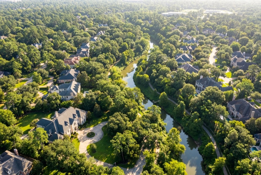 Aerial view of a Memorial area landmark
