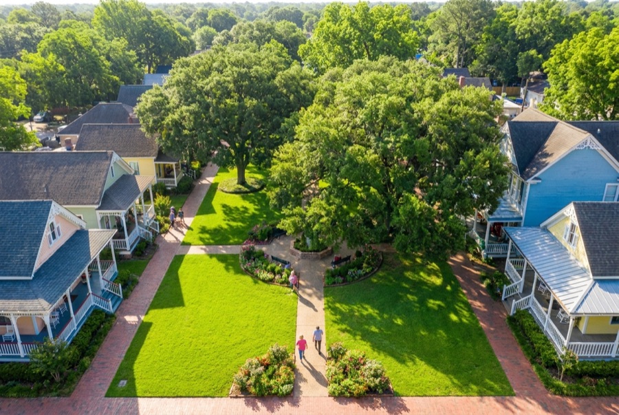 Aerial view of a Spring area landmark
