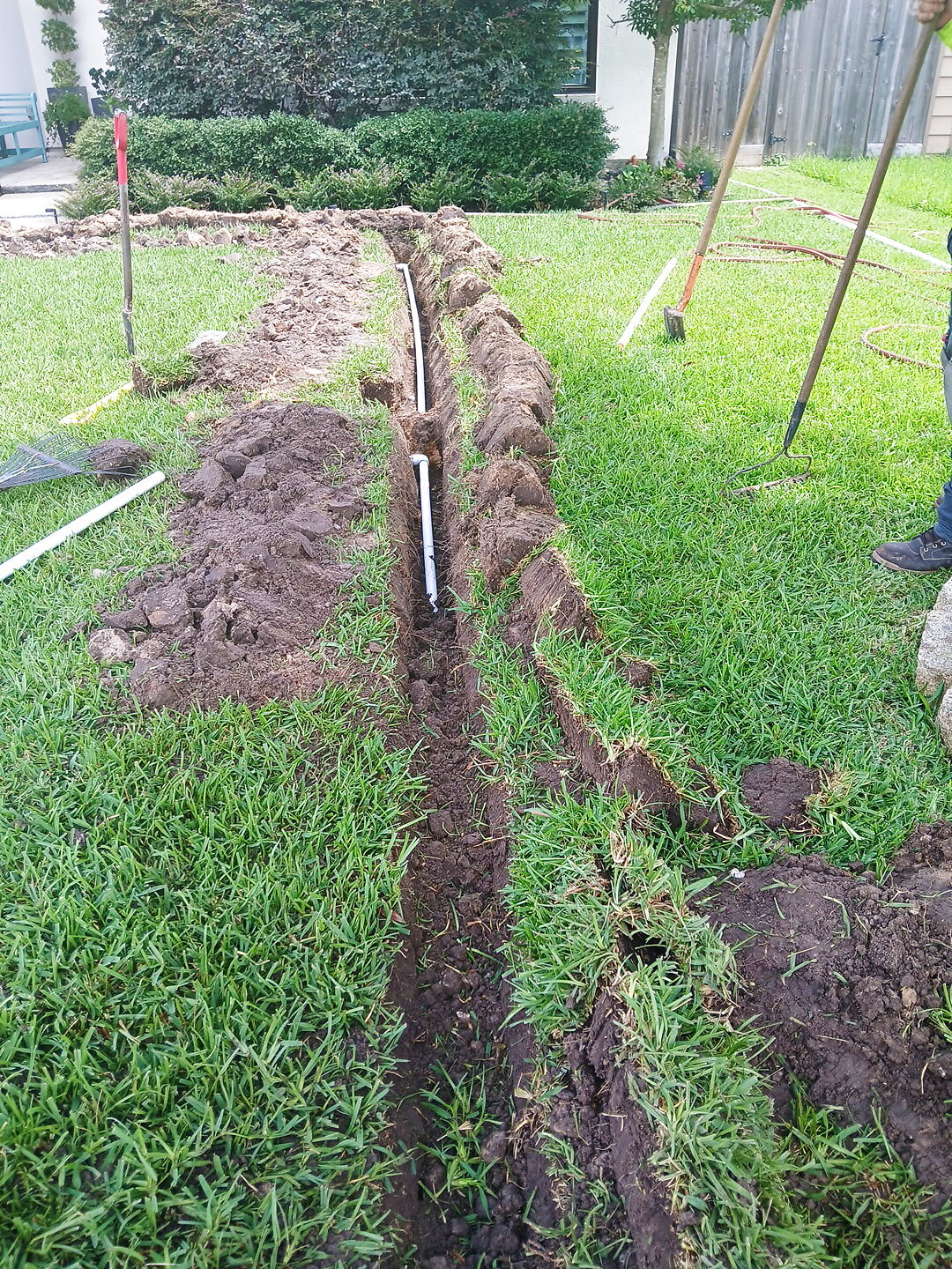 New irrigation install and trenching by Elite Sprinkler Services in Katy, TX