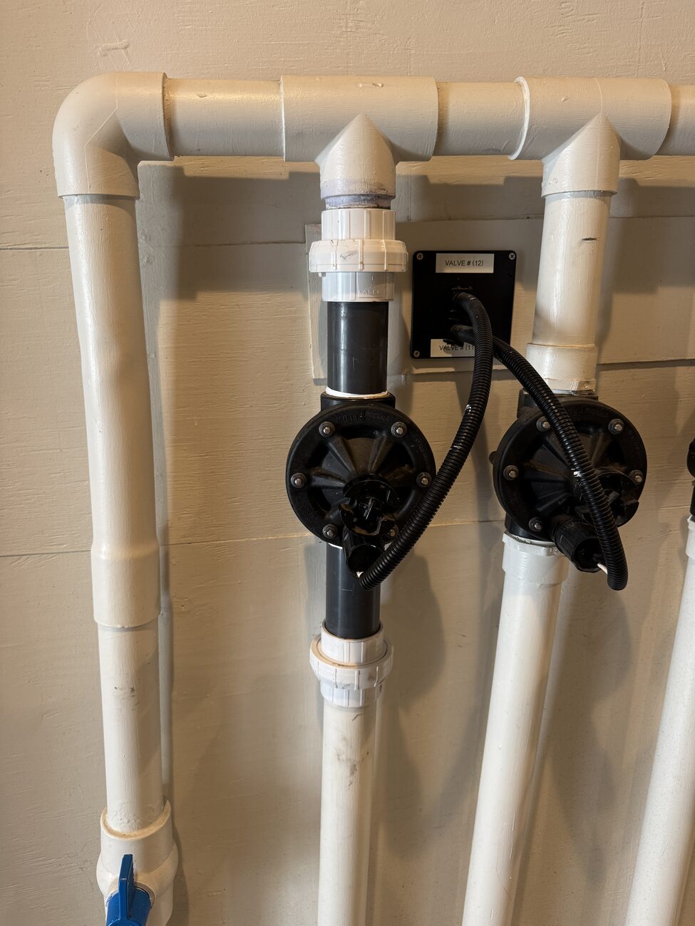 Twin irrigation valves plumbed clean